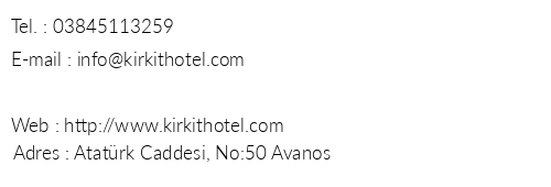 Kirkit Hotel telefon numaralar, faks, e-mail, posta adresi ve iletiim bilgileri